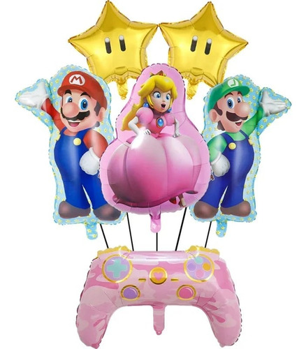 Set Globos Mario Luigi Y Peach Fiesta Cumpleaños