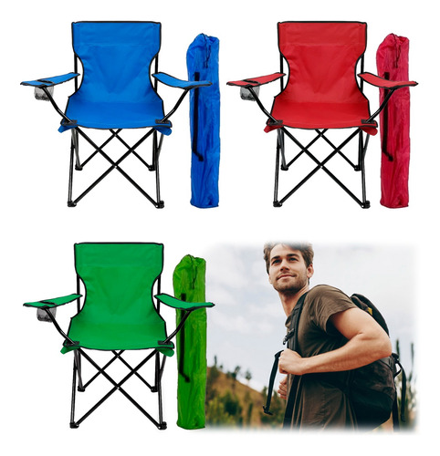 Envio Gratis Pack X2 Silla Plegable Con Bolso Portavasos