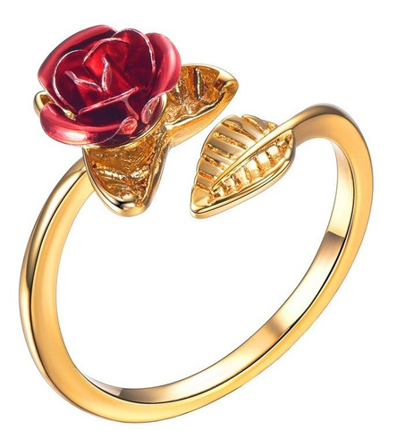 Elegante Anillo Rosa Acero Inoxidable Joyería Ajustable