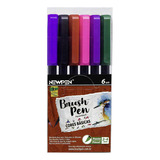 Caneta Pincel Brush 6 Cores Basicas Newpen