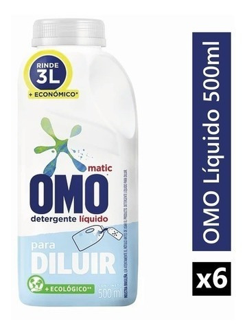 Detergente Liquido Para Diluir, Omo, 500ml Rinde 3l Pack 6. 