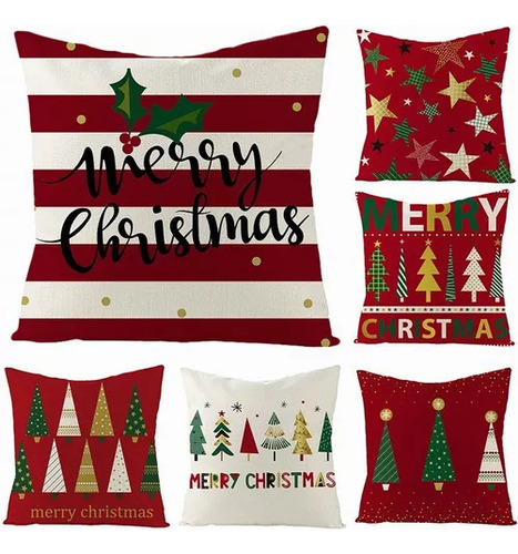 6 Capas De Almofada De Linho Com Design De Natal Para Sala D