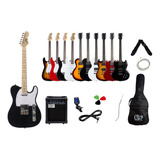 Pack Guitarra Telecaster Y Amplificador Creep Completo Blk