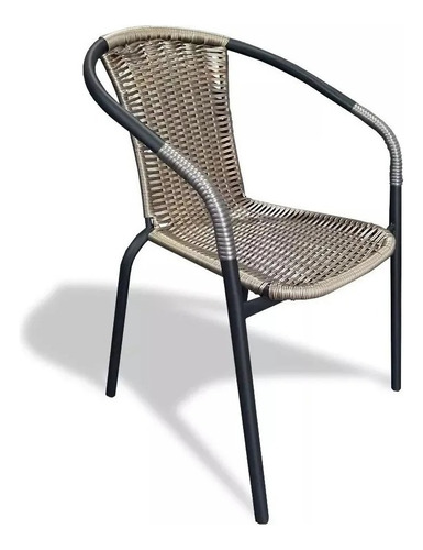 Silla Metal Y Rattan Sintético Jardín Exterior Chocol