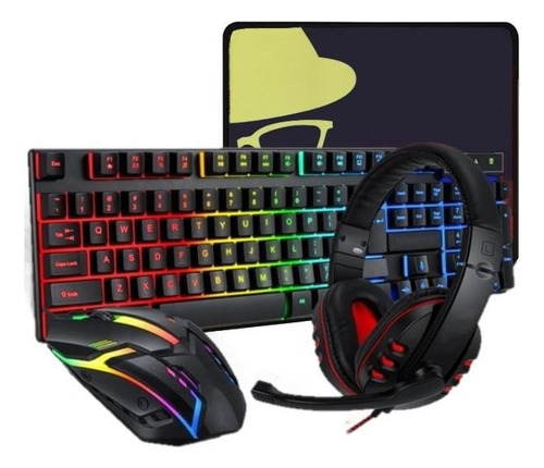 Combo 4 En 1 Gamer Rgb Teclado/mouse/mousepad/audífonos 