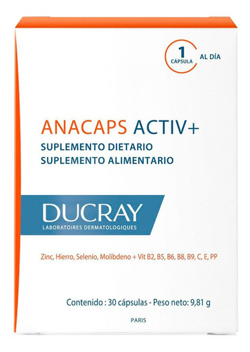 Ducray Anacaps Activ+ Suplemento Dietario Anticaida Original