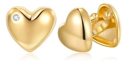 Aretes Con Forma De Corazón Grueso, Aretes Con Clip De Oro, 