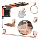 Chuveiro Acqua Duo Rose Gold + Kit 5pc + Torn Lav Lorenzetti