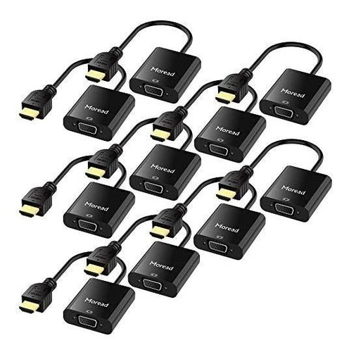 Moread - Adaptador Hdmi A Vga (macho A Hembra), Color Negro.