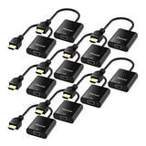 Moread - Adaptador Hdmi A Vga (macho A Hembra), Color Negro.