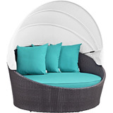 Sofa Cama Redondo Para Patio Con Toldo Color Azul Modway 