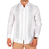 Guayabera Yucateca Bordada En Punto De Cruz. Mod. Dzidzantún