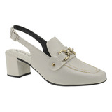 Sapato Feminino Mule Loafer Salto Bloco Grosso Confortável