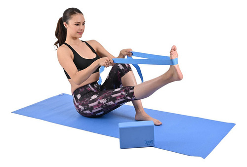 Kit 3 Pz- Tapete De Yoga, Cuerda Ajustable Y Bloque Everlast