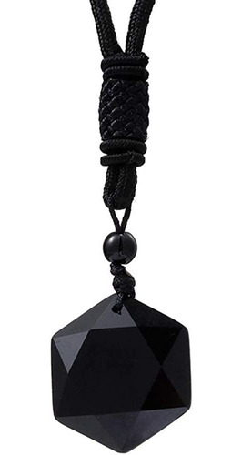 Caiyao Negro Obsidiana Hexagrama Piedra Natural Collar Trasl
