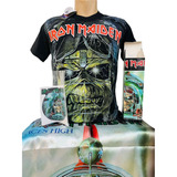 Kit 3 Itens Banda Iron Maiden Camiseta,bandeira,adesiv Stamp