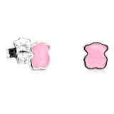 Pendientes Tous  Color De Plata Con Cuarcita Rosa