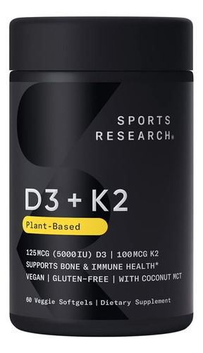 Vitamina D3 + K2 Con Aceite De Coco Orgánico 60cáp Vegetales
