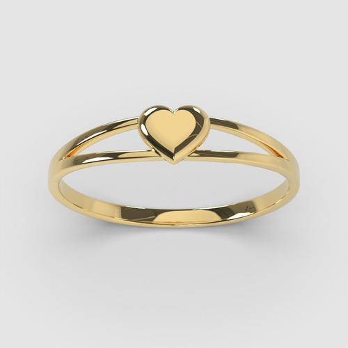 Anillo Corazon Oro Amarillo 18k Modelo Doppio