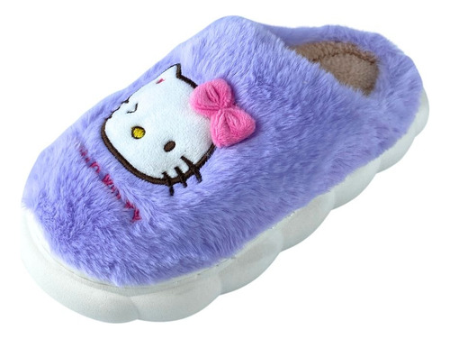 Pantuflas Hello Kitty Tipo Peluche Para Niñas Suela Gruesa