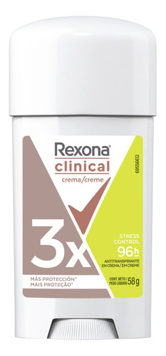 Desodorante Rexona Clinical Para Mujer Crema Stress Ctrl 58g