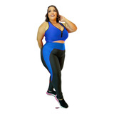 Roupa Academia Plus Size Kit Calça Legging Com Top Nadador