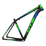 Quadro De Bicicleta Aro 29 Em Alumínio Gts Pro M5 Urban Cor Preto/verde/azul Tamanho Del Quadro 15