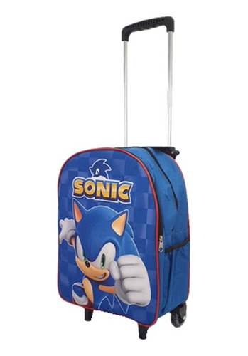 Mochila Escolar Sonic No Carrinho Azul