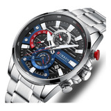 Reloj Para Hombre Elegante -  De Lujo  Plateado Curren 8415