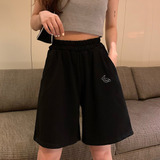 M1 Pantalones Cortos Con Letras Bordadas Lisas Para Mujer Ov