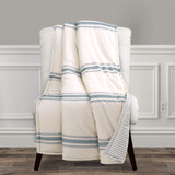 Lush Decor Farmhouse Stripe Throw - Manta Reversible Con Dis