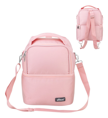 Mochila Térmica Feminina Masculina P/marmita Lanche E Bebida Cor Rosa