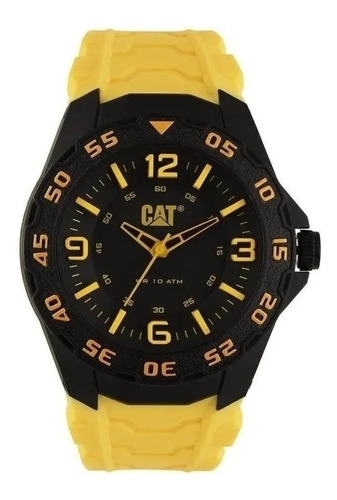 Reloj Caterpillar Lb11127137 Correa Resina Amarilla Color De La Malla Amarillo Color Del Fondo Negro