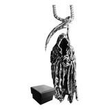 Dije Collar La Santa Muerte Cadena Acero Inoxidable Con Caja