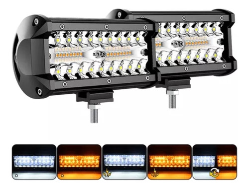 Par Faros 7''auxiliares 6500k Blanco/ámbar Parpadeo 5 Modos