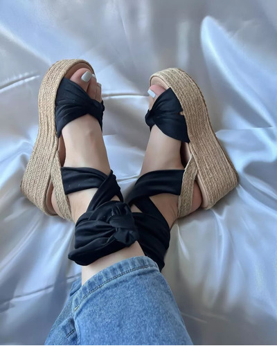 Hermoso Huarache De Plataforma De Moda Suela Yute Comoda