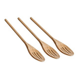 Cuchara De Madera Acanalada Apta Sarten Cocina Olla Oferta