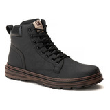 Bota Coturno Masculino Casual Com Zíper Cadarço Costurado