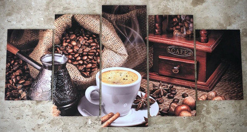 Quadro Decorativo Mosaico Hd Escritório Café Cafeteria Kit 