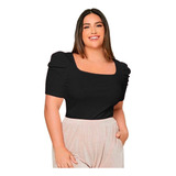 Blusa Polera Cuello Cuadrado Manga Princesa Plus Size B005