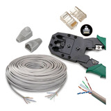 Crimpeadora Rj45 + 50mts Utp Cat6 + 10 Rj-45 Plastico Cat