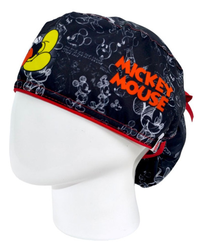 Gorro Quirúrgico Mujer + Lanyard Mickey Mouse Negro