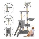 Mueble Rascador Para Gato Casa Juguete Escalera Hamaca 140cm