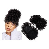 Afropuff Coque Crespo Rabo De Cavalo Cacheado Curto Franja 