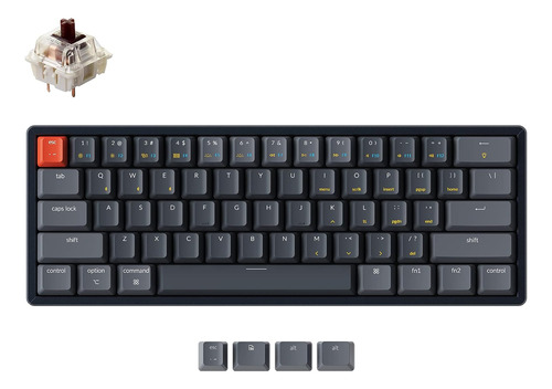 Teclado 60 % Mecanico 61 Teclas Negro Gris Naranja Rgb