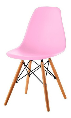 Silla Eames Plastico Patas En Madera Moderna Pc071