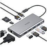 Adaptador Usb C Vga, Yiyoo 10-en-1 Con Ethernet 1000mbps,