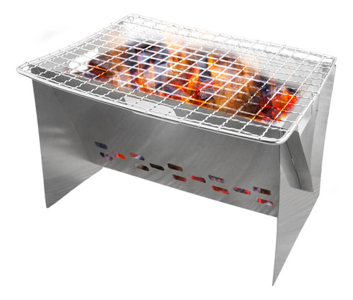 Estufa Camping Acero Inox Plegable Portátil Con Parrilla.h