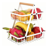 Frutero Cesta De Cocina 2 Niveles Rack Organizador Fruta Pan