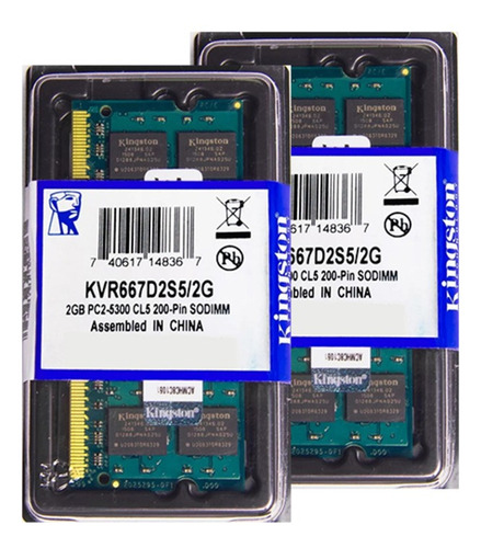 Memória Kingston Ddr2 2gb 667 Mhz Notebook 16 Chips Kit C/30